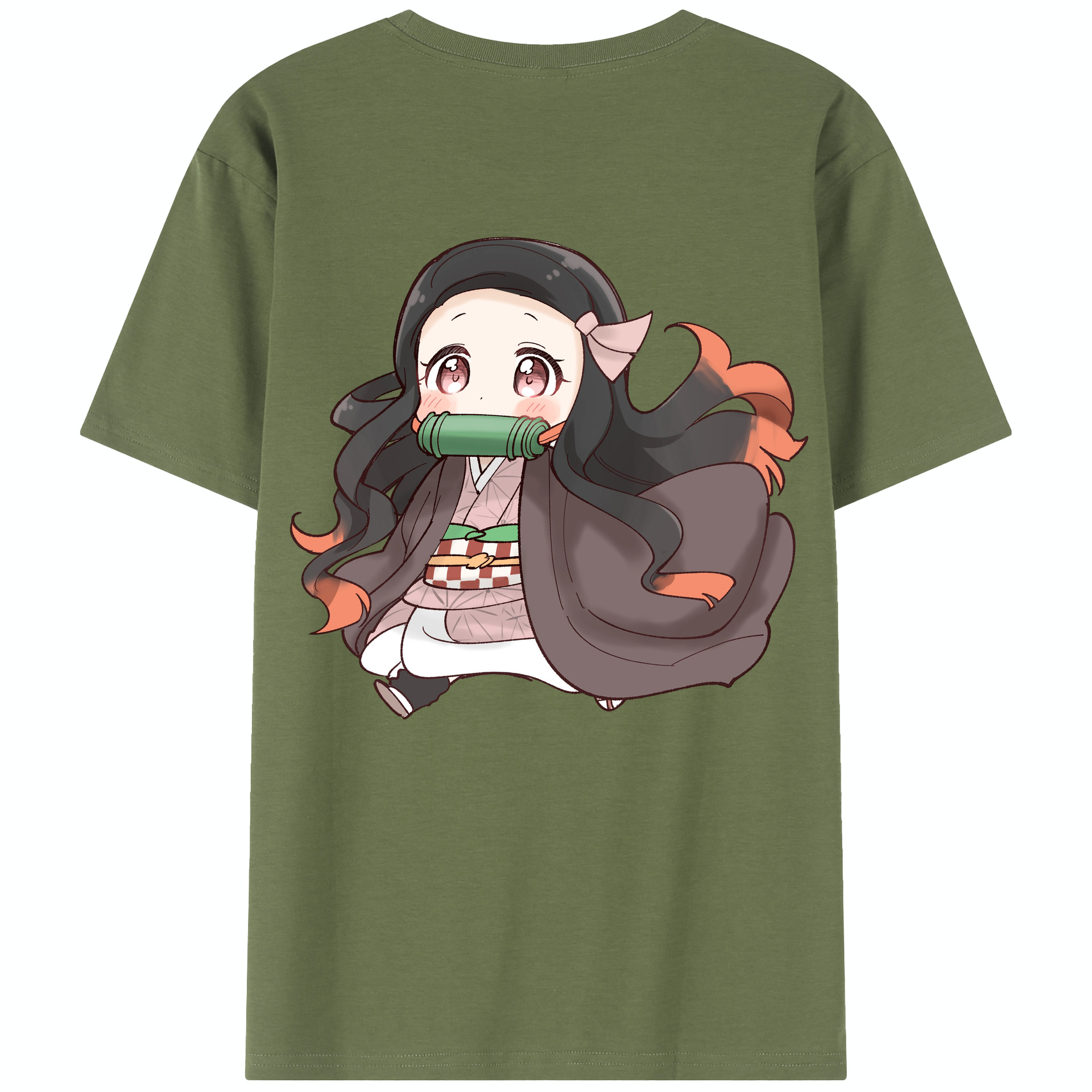 （画像用） 鬼滅の刃（きめつのやいば）竈門 禰󠄀豆子／かまど ねずこ Kamado Nezuko 綿100％半袖Tシャツ（背面プリント）